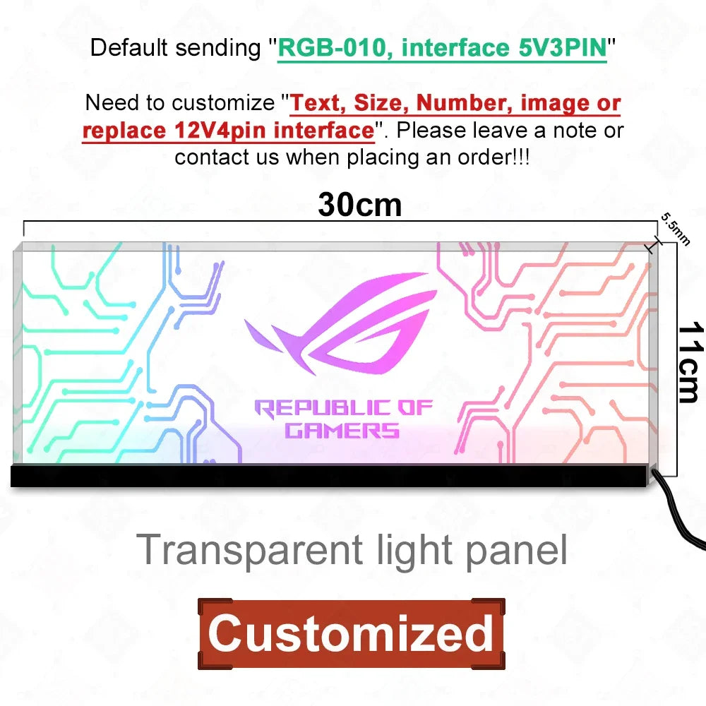 ICY MOD Transparent Acrylic ARGB Luminescent Board Customized VGA Side Decorative Panel PC Case Appearance MOD Computer Gamer