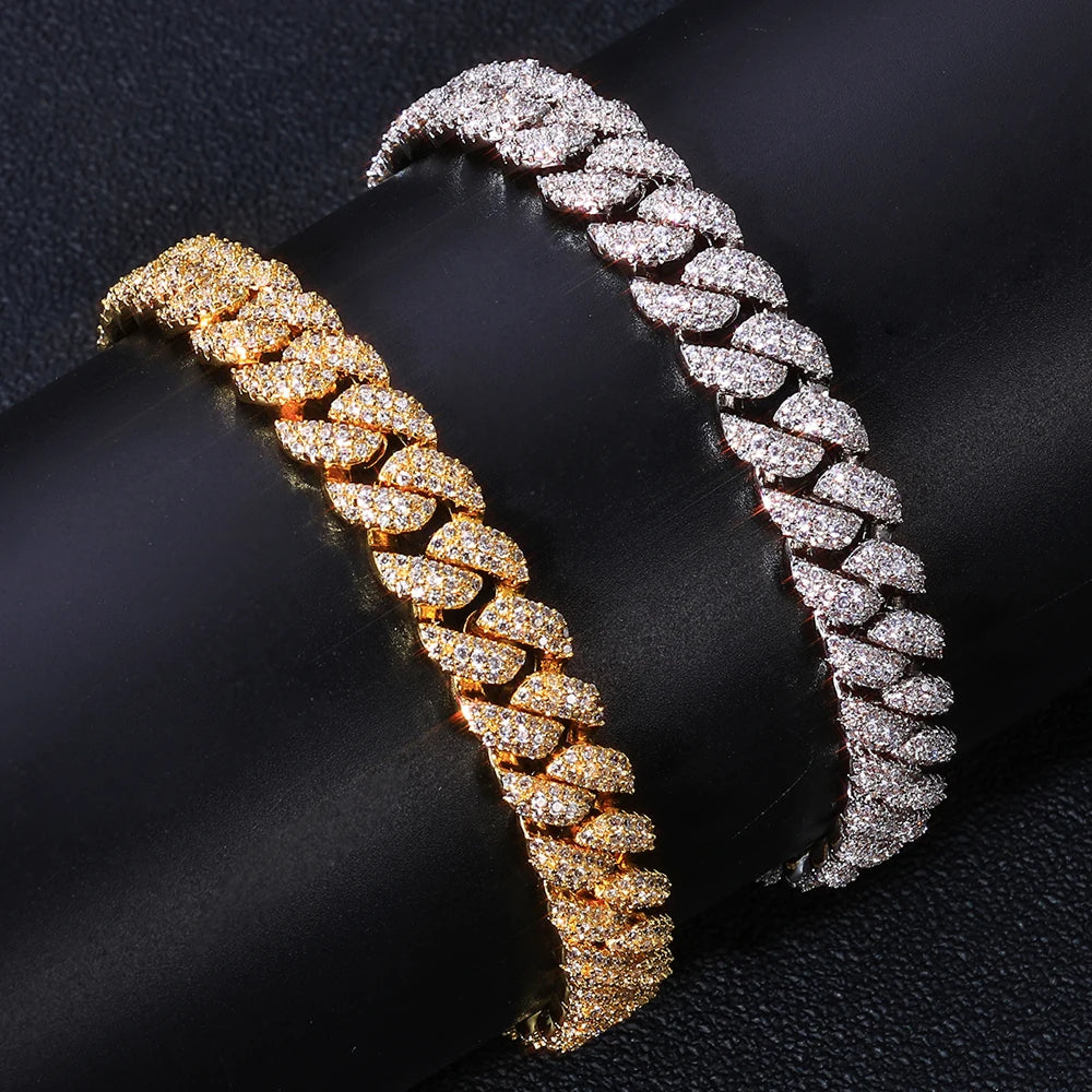 Hip hop Men's Bracelet CZ Ice Cuba Chain Luxury full Diamond Miami 10mm Suitable for Women's Popular Birthday Gift