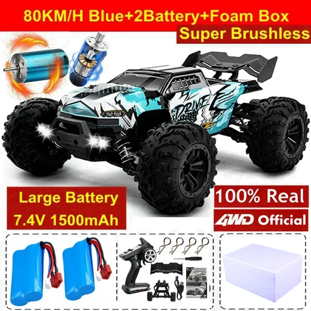 4WD Ferngesteuertes Auto Offroad 4x4 RC High Speed ​​Buggy Truck Super Brushless 50 oder 80KM/H Schnelles Drift Racing Spielzeug Kinder Erwachsene