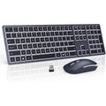 Kabellose Tastatur- und Mauskombination mit Hintergrundbeleuchtung, 2,4 GHz, USB, leises Tastaturset, wiederaufladbares, schlankes Tastatur- und Mausset in voller Größe