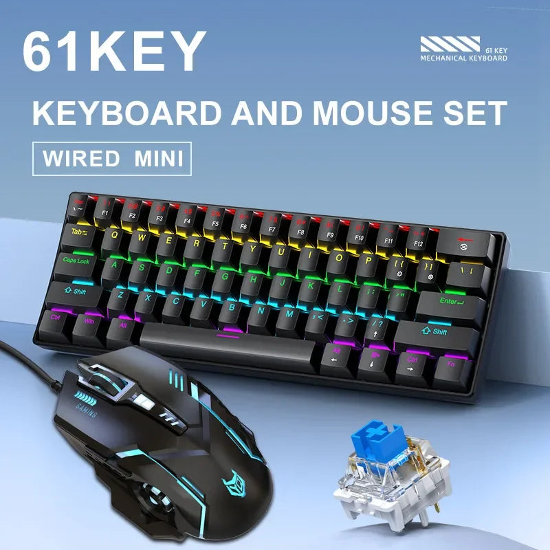 APAYADO K61RGB Mechanische Tastatur &amp; T07 Gaming-Maus-Kombination – Kabelgebundenes RGB-Paket für Gaming/Büro, ergonomisches Design