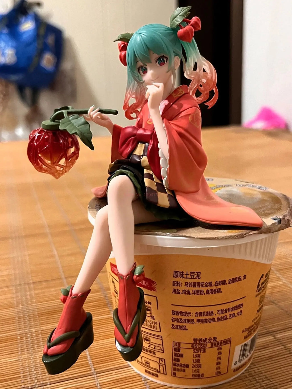 Furyu New Original Cartoon Figure - Hatsune Miku Noodle Stopper Flower Fairy Winter Cherry PVC Model Collection Doll Toy Gift