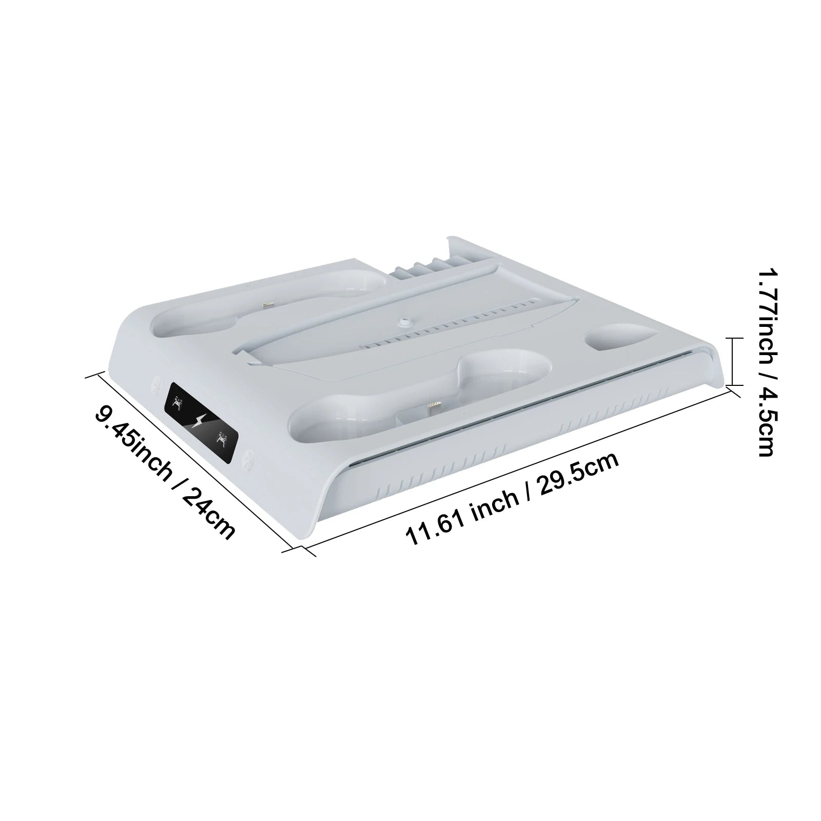 For PS5/PS5 Slim/PS5 Pro Stand with Headphone Hook, PS5 Cooling Stand and Controller Charging Station with 3-Stage Cooling Fan