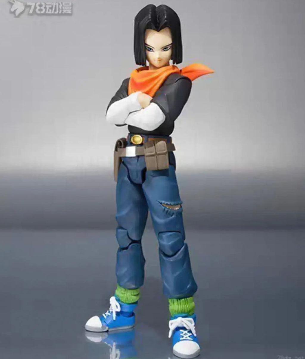 In Stock Bandai S H Figuarts Original Dragon Ball Android 17 Doll Brand New Boxed Action Figure Anime Characters Model Garage
