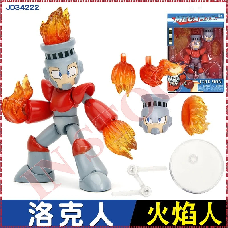 Jada Toy 1/12 Mega Man Action Figure Flame Man Frozen Man Fully Articulated Collectible Model Toy Joint Game Character Figurine