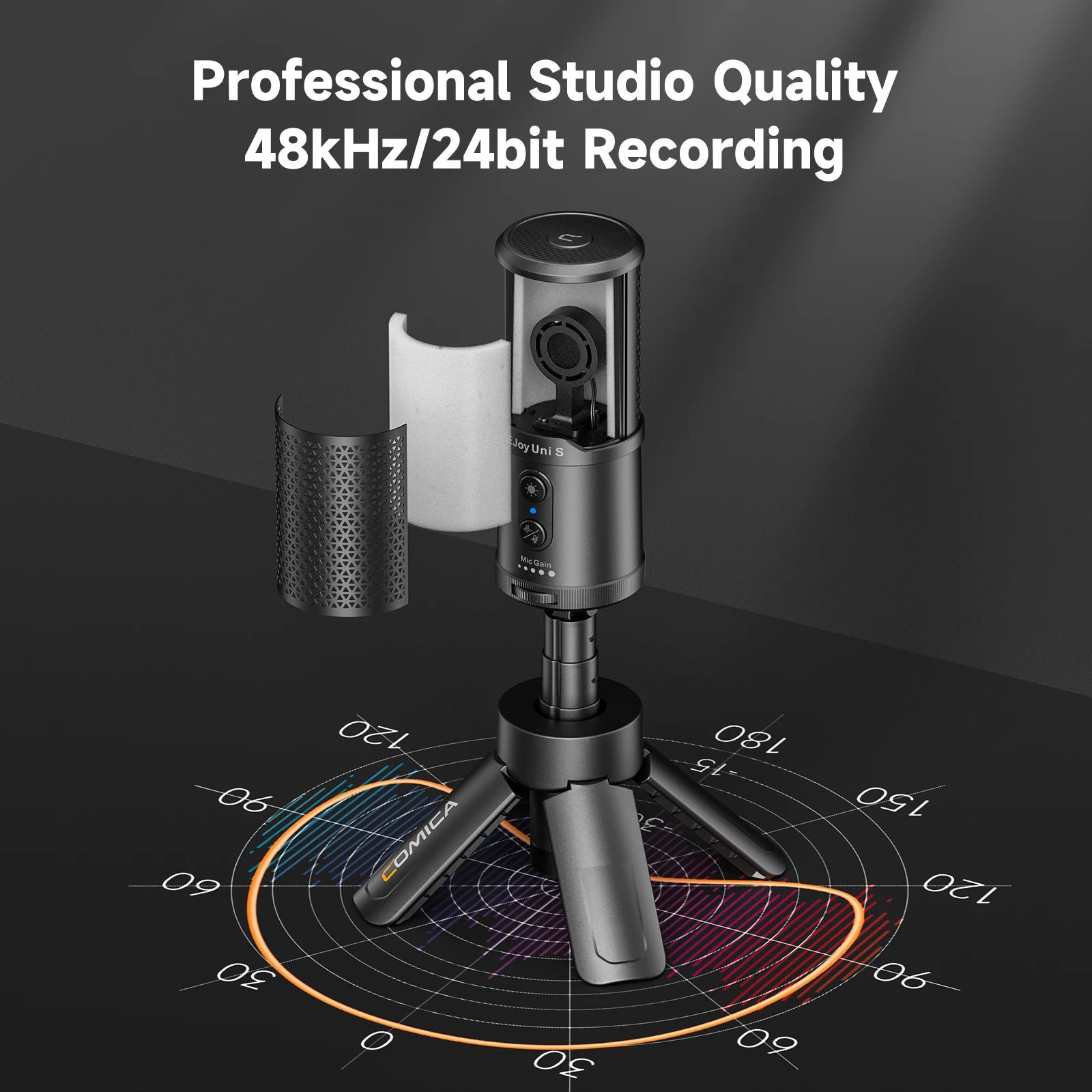 COMICA UNI S USB Gaming Microphone with RGB Condenser Mic with Gain Control Monitoring AI Denoise for PS4,PS5,PC for Streaming