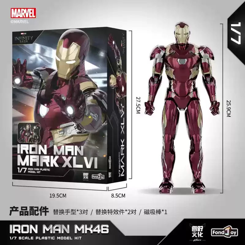 1/7 Fondjoy Marvel Iron Man Mk42/43/46 Model Kit Official Licensed Collectible Figure With Base For Boys Adults Fans Gifts