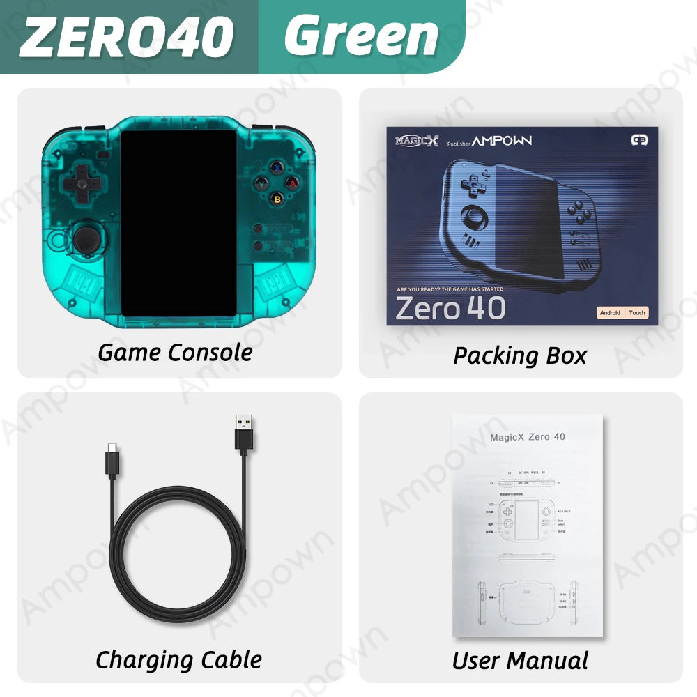 AMPOWN ZERO 40 Handheld Game Console 4'' IPS Multi-touch Screen Android A133P Magicx Zero40 WiFi Support Vibration Motor for NDS