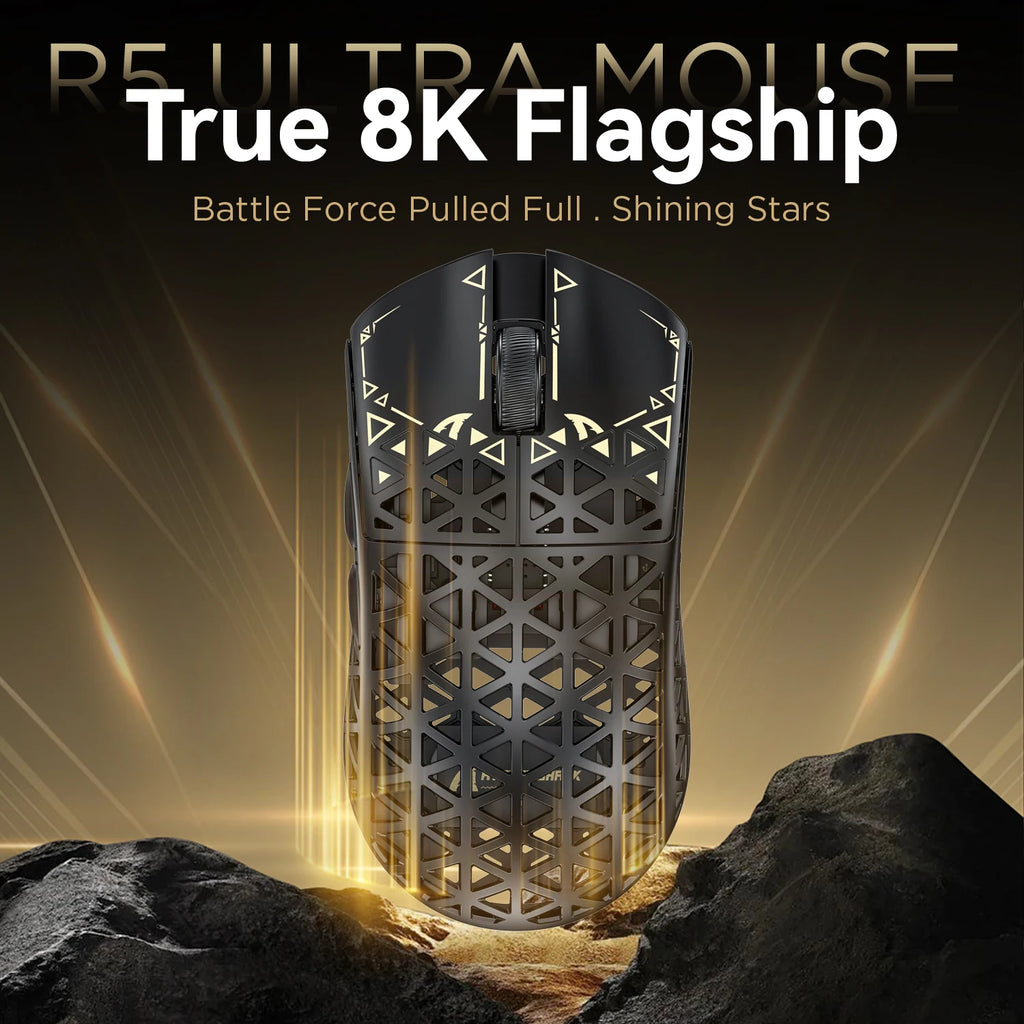 True Wireless 8K ATTACK SHARK R5 Ultra Gaming Mouse Eco-friendly Carbon Fiber Composite,PAW3950Max Sensor,Nordic52840 Controller