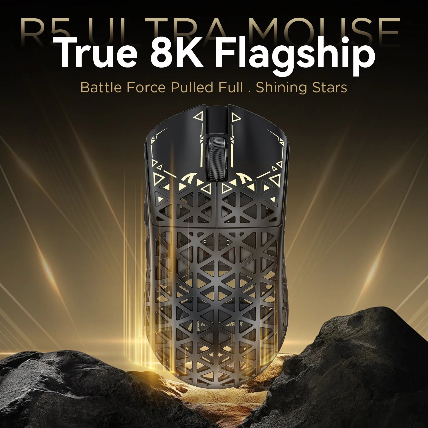 True Wireless 8K ATTACK SHARK R5 Ultra Gaming Mouse Eco-friendly Carbon Fiber Composite,PAW3950Max Sensor,Nordic52840 Controller