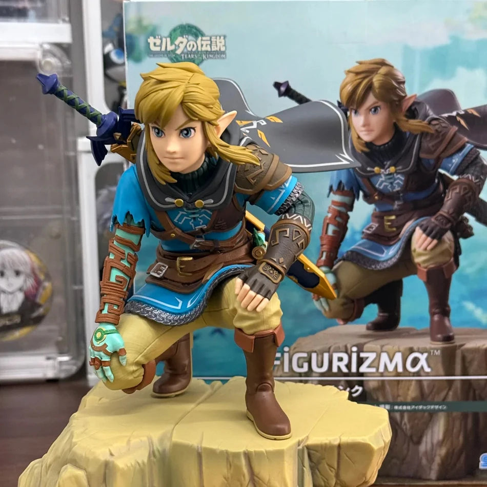 Anime 12CM Legend Of Zelda Link Kingdom Of Tears Squatting Position Figure Statue Game Pvc Handheld Models Toy Ornaments Gifts