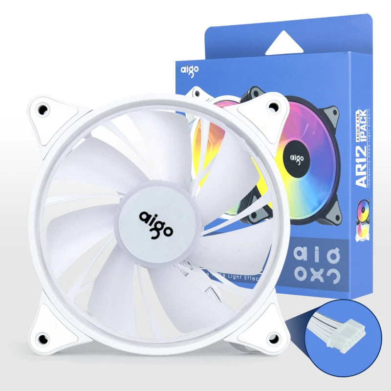 Aigo AR12 Weiß 120mm PC Computer Gehäuselüfter Kühlung Kühler 6PIN Einstellbare RGB Led 12cm Stumm Ventilador Geschwindigkeit Einstellen 5V ARGB Fans