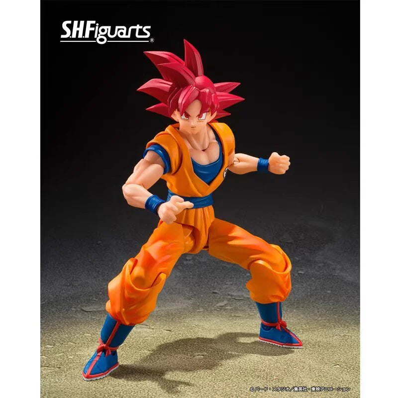 In Stock Bandai SHF Dragon Ball Son Goku Super Saiyan God The Posture Wrapped with The Energy of God Collection Gift