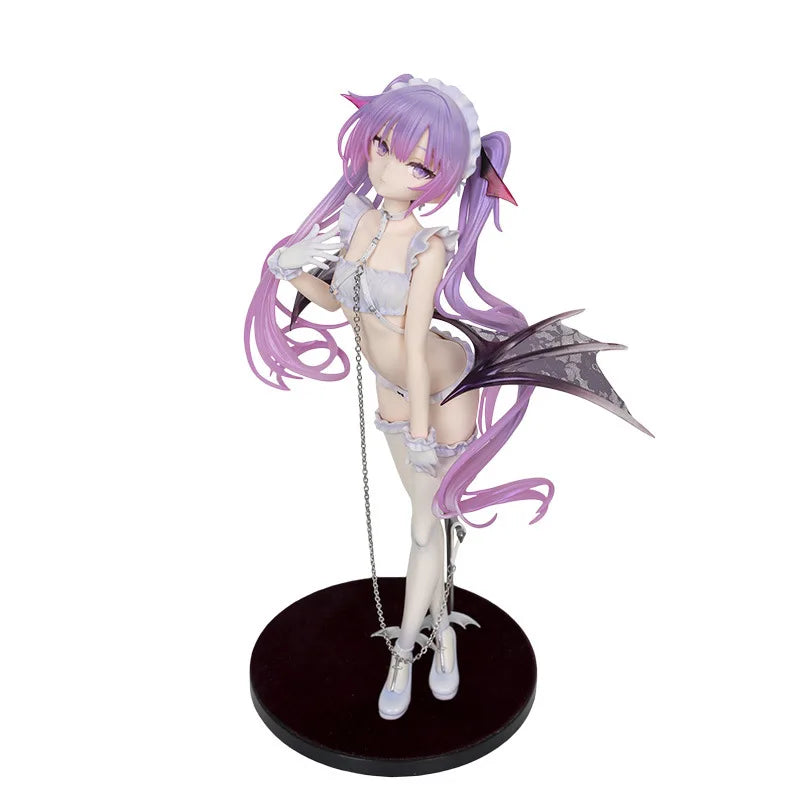 Rurudo Anime Girl Figure Purple Hair Maid Outfit With Succubus Wings Pvc Collectible Model Desktop Decor For Anime Figure Lovers