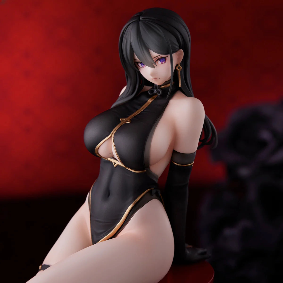 In Stock 100% Original UC Miss Black Cheongsam Model Beautiful Young Girl Anime Figure Model Toys Sexy Genuine Kawaii Adult Gift
