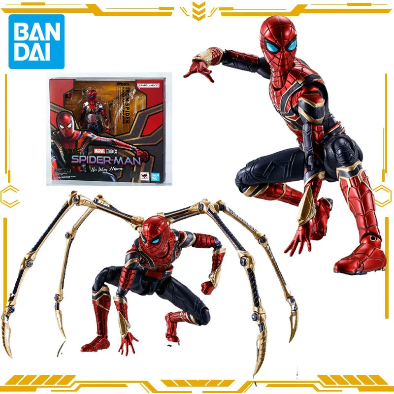 Bandai Original S.H.Figuarts Spider-Man：No Way Home Iron Spider Action Figure Toys for Boys Girls Gift Collectible Ornaments