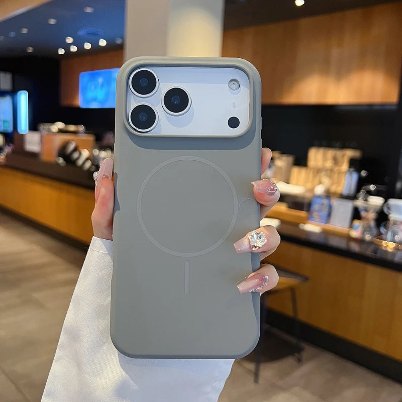 For Magsafe Magnetic Wireless Charging Luxury Solid Color Liquid Silicone Phone Case For iPhone 17 Pro Max Air Bumper Back Cover