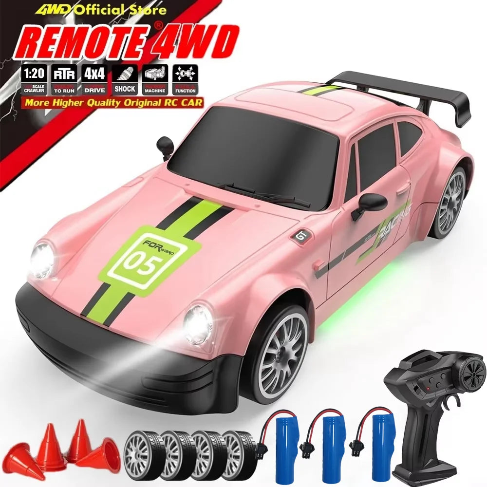 Remote Control Car RC Drift Car 2.4GHz 1:20 4WD 20KM/H High Speed Vehicle with LED Lights Racing Toy for Children Kids Adults