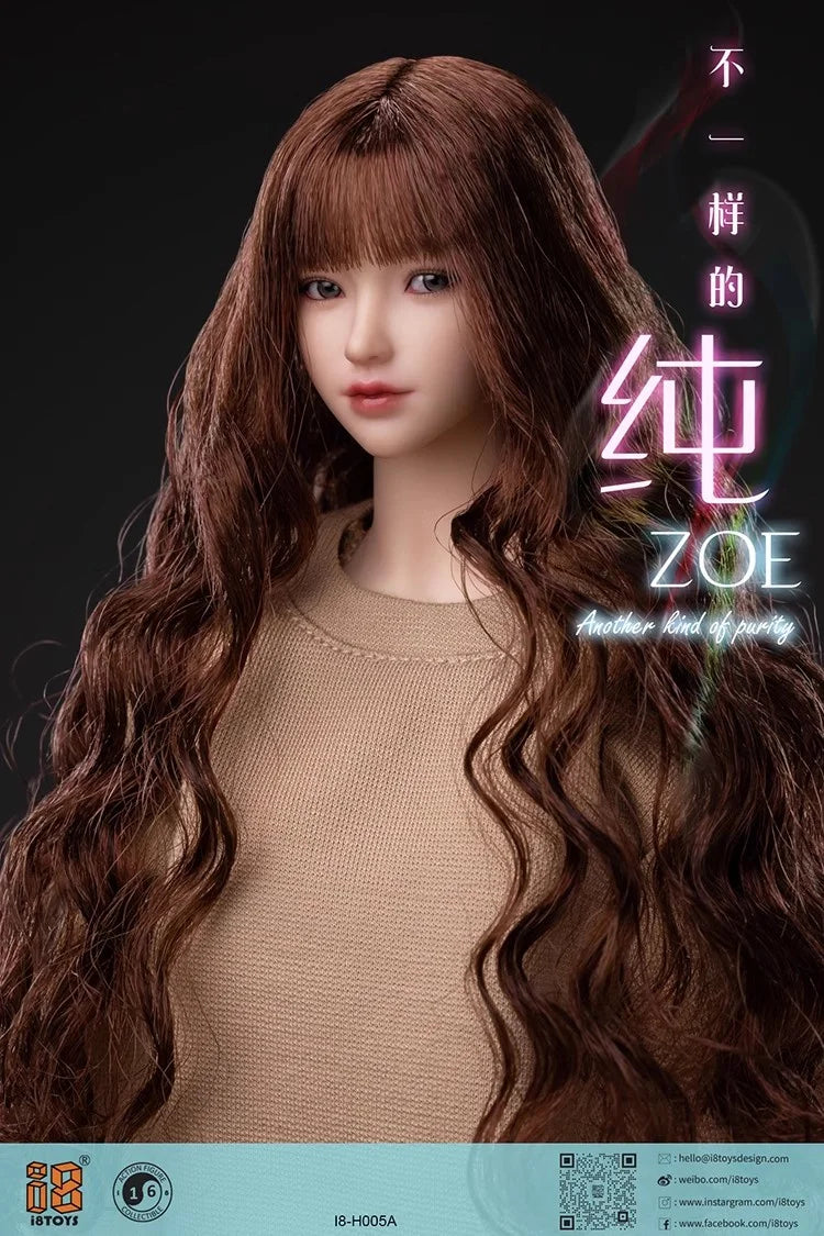 In Stock I8TOYS I8-H005 1/6 Female Soldier Zoe Movable Eyes Head Sculpt Carving Model Fit 12'' Action Figure Body Dolls