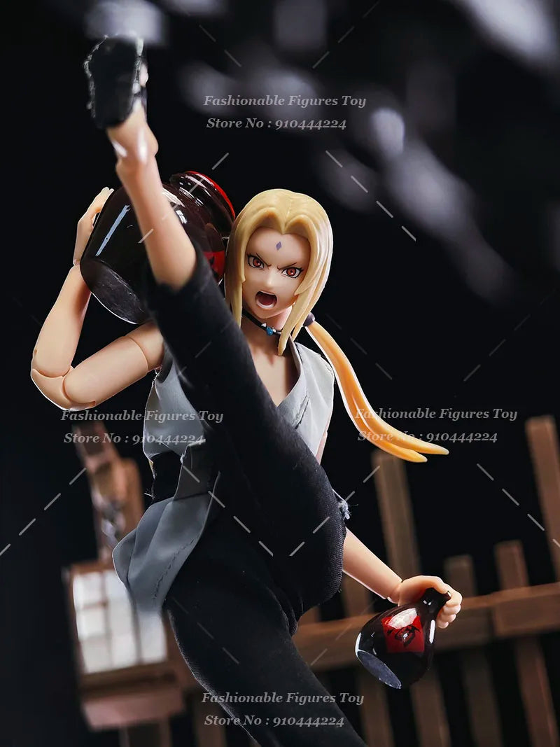 1/12 Women Soldier Robe Naruto Godaime Hokage Tsunade Green Coat Tight Pants Vest Clothes Set 6Inch Action Figure Body Model