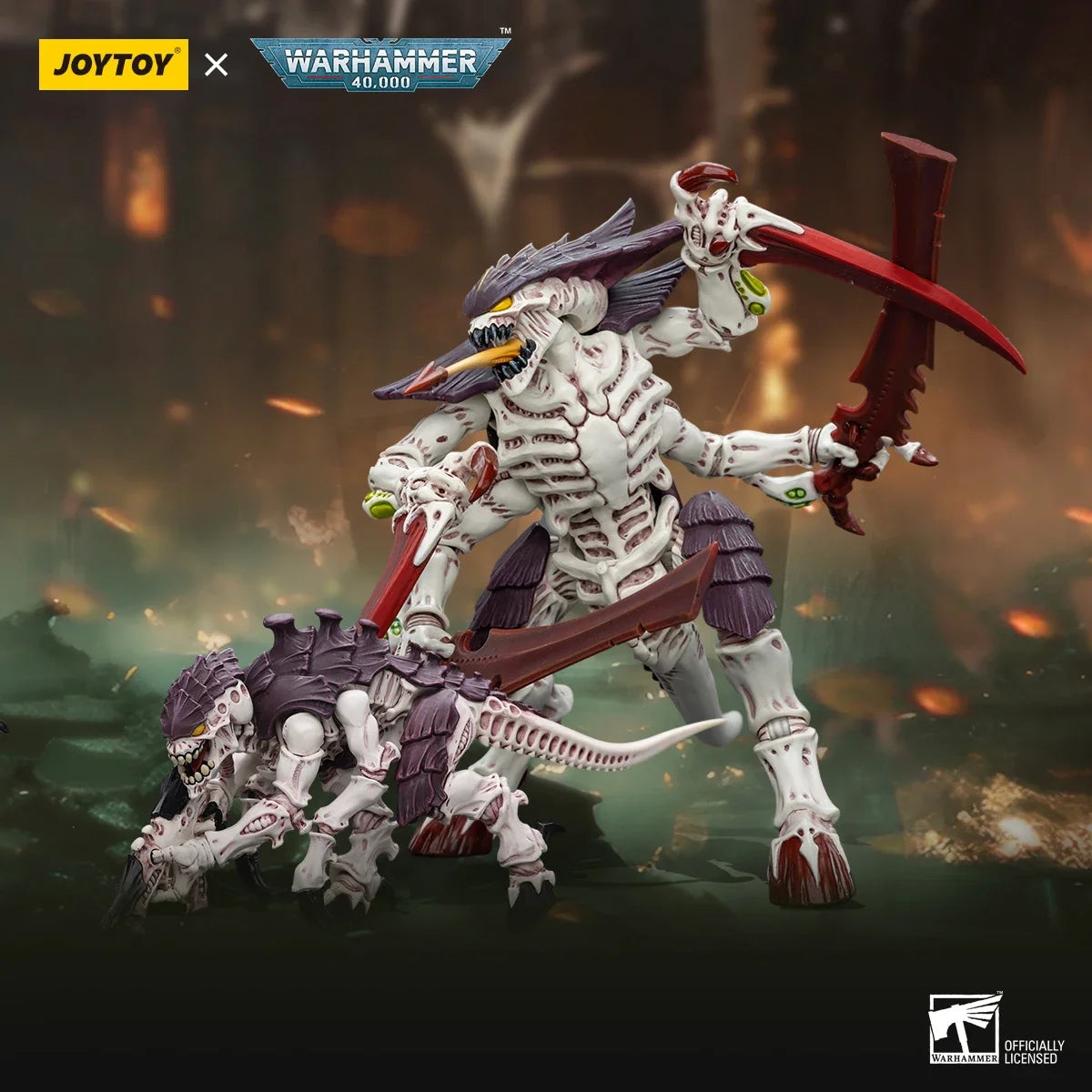 【MT】JOYTOY 1/18 Action Figure Warhammer 40K Tyranids  Hive Fleet Leviathan Tyranid Warrior with Boneswords Fleshborer