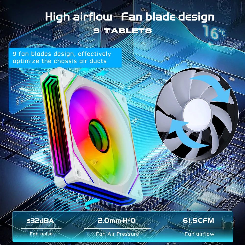 120mm ARGB CPU Fan - 3-Sided Infinite Mirror Lighting, 5V 3-Pin Cooling Fan for Gaming PC - Jungle Leopard Prism 6 Pro
