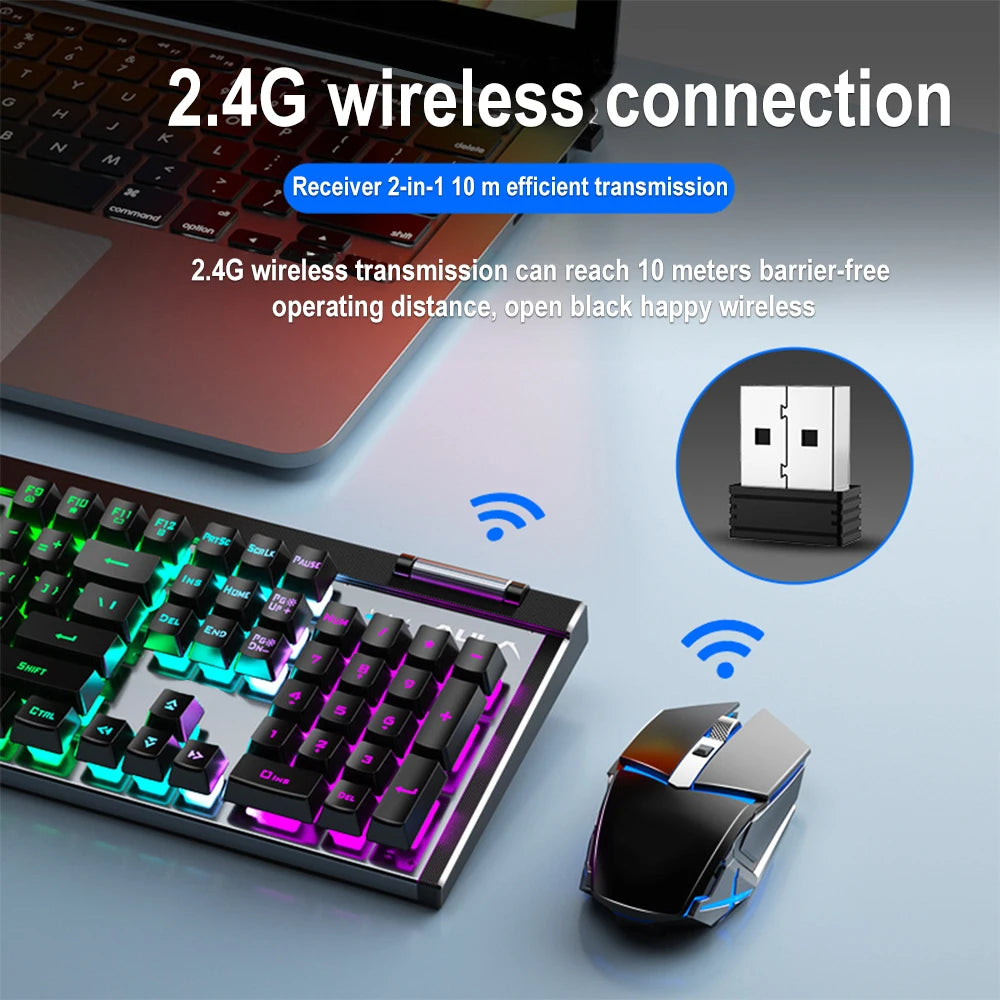 T610 Kabellose Tastatur- und Mauskombination, wiederaufladbar, für Notebook, Desktop, Büro, Heimspiele und E-Sport