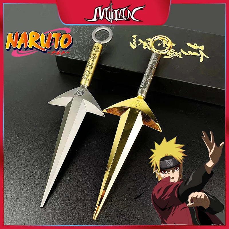 8,66 Zoll großes Naruto-Fliegende-Donnergott-Waffenmodell aus massivem Metall, Cosplay-Ninja-Requisite, Namikaze Minato Kunai, Schreibtischdekoration, Spielzeug