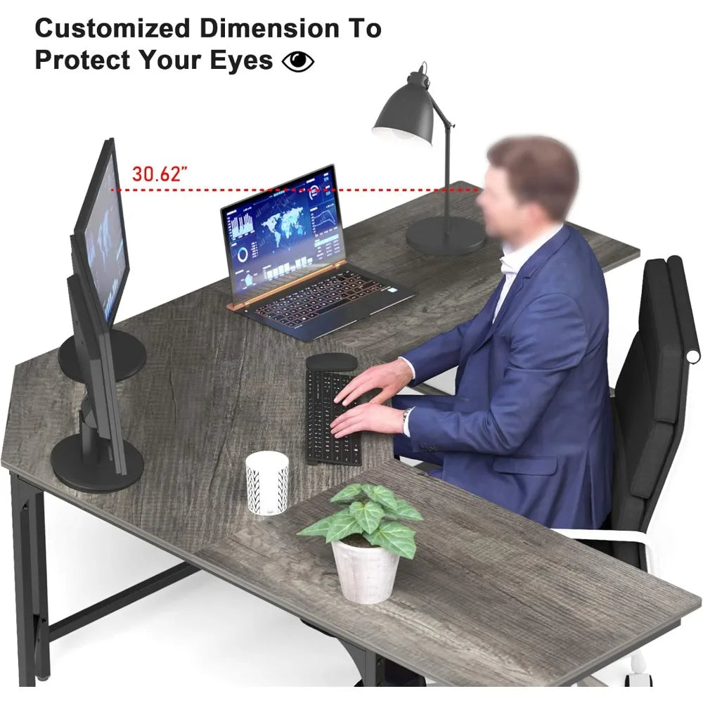 Modern L Shaped Desk with Shelves,64.84" Gaming Computer Desk for Home Office,Corner Desk with Desktop (Black Oak+Black Frame,