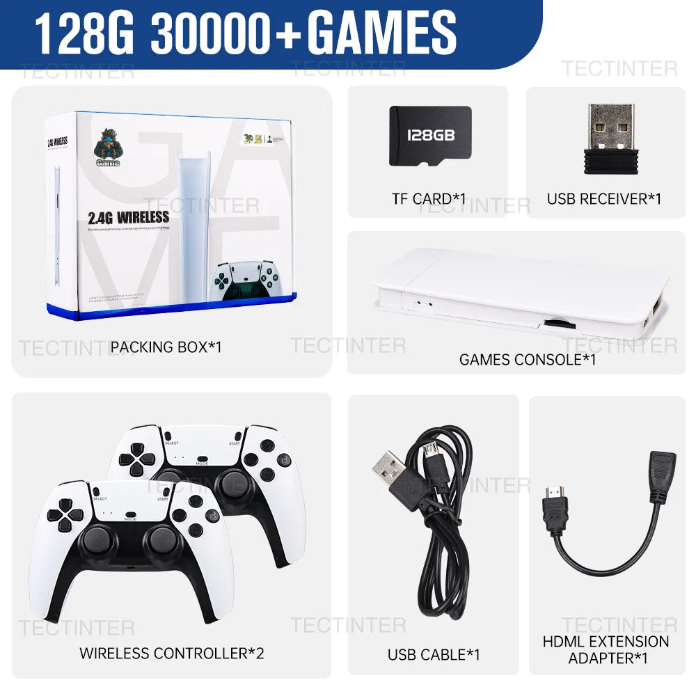 M15 4K Game Stick Mini-Retro-Videospielkonsole Eingebaute 30.000 Spiele Drahtlose Gamepads Videospiel-Controller Unterstützung für 2 Spieler