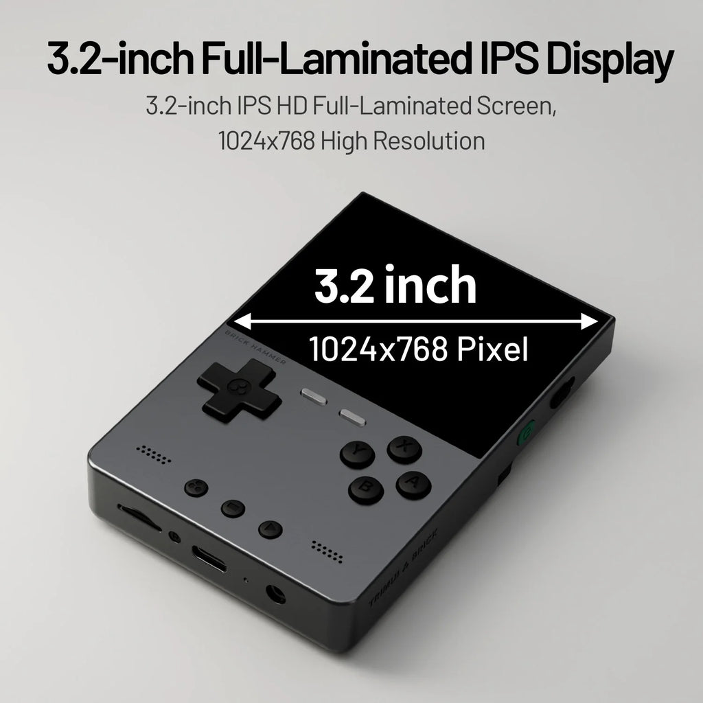 TRIMUI BRICK Hammer Handheld Game Console CNC Aluminum Alloy 3.2''IPS Screen A133P Linux OS LED Lighting Free Keycap Palyer Gift
