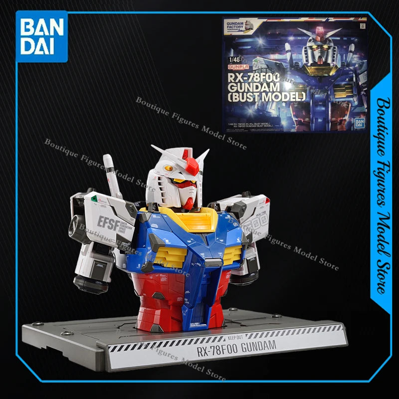 Bandai Original GUNDAM FACTORY 1/48 RX-78F00 GUNDAM BUST MODEL Action Anime Figures Assembly Model Collection Gift Kids Toys