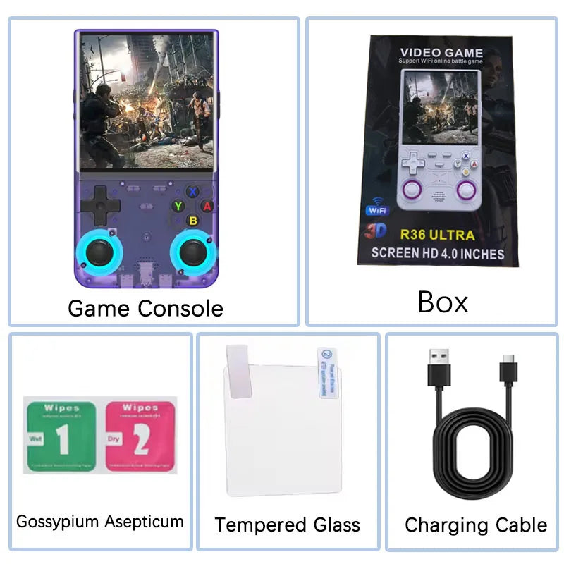 Open Source Video Game Console R36ULTRA New 2026 Linux System 4 0inch IPS Handheld Game 64G 20000 Plus Games Retro Pocket Player