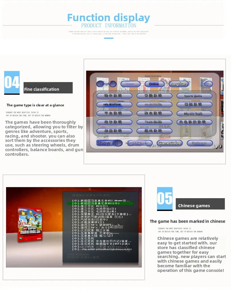 For Original Wii Game Console Made China Wii Logo Home Entertainment Fitness Parent-Child Enlightenment Somatosensory