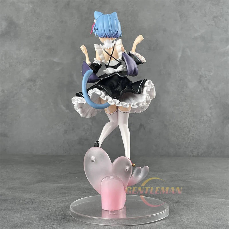 22,5 см Котешки уши Прислужница Костюм Фигурка Модел - Живот в различен свят от нулата Красиво момиче Декорация за настолни компютри Играчка Подарък