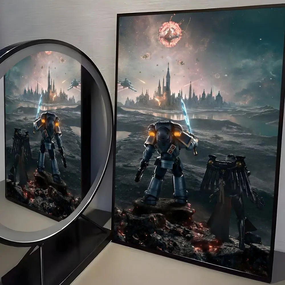 W-Warhammer Game 40K Poster Perfect Sticker Self Adhesive Art Designed for Home Dining Office Spaces