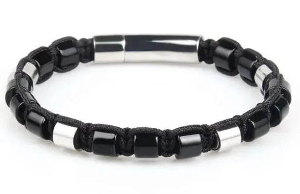 Ailatu 10 teile/los Neue Freundschaft Armband, 6mm Tiger Auge, Lapis Stein, schwarz Onyx Zylinder Perlen Edelstahl Schmuck für Männer