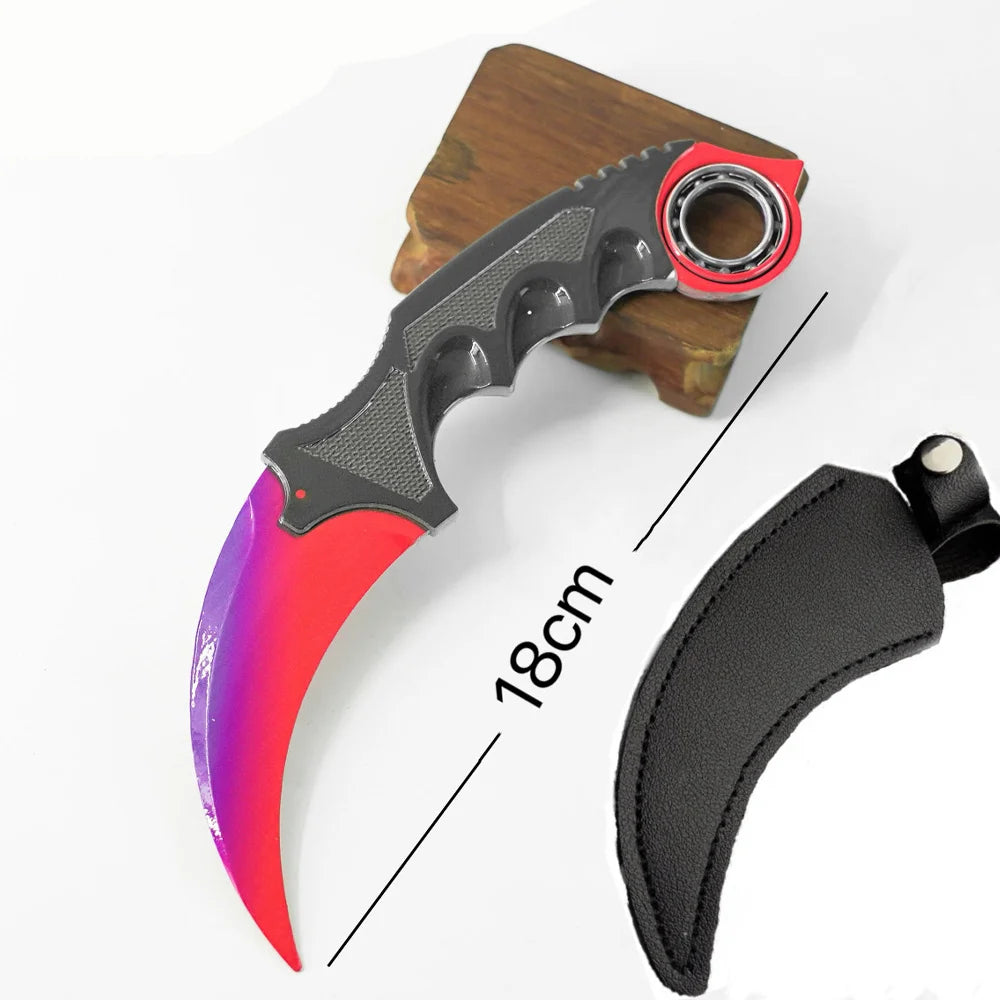 18 см игрален брояч, въртящ се, периферен, метален, модел, пурпурна мрежа/черна ламинирана дъска/градиентен цвят, нож с нокът, безопасен за играчки