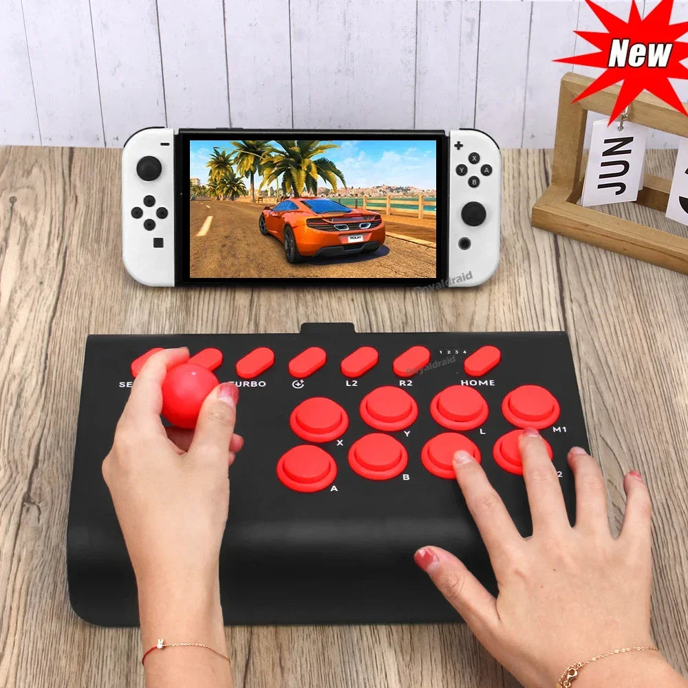 Y02 Arcade-Joystick für PS4/PS3/Xbox One/Switch OLED/Android/iOS, kabelgebundener und kabelloser Street Fighter-Controller mit Makro-/Turbo-Funktion