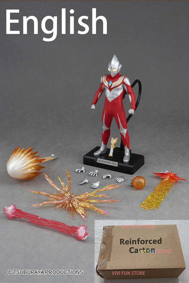 In Stock Alphamax Ultraman Tiga POWER TYPE Model Action Figures Model Collection Model Toy Cloth Clothes Red ver.