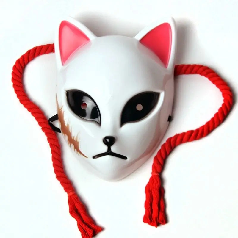Dämonentöter Tanjiro Kamado &amp; Sabito Cosplay-Maske, halbes Gesicht, Fuchsmuster, Requisite für Anime-Konvention, Halloween-Zubehör, Geschenk