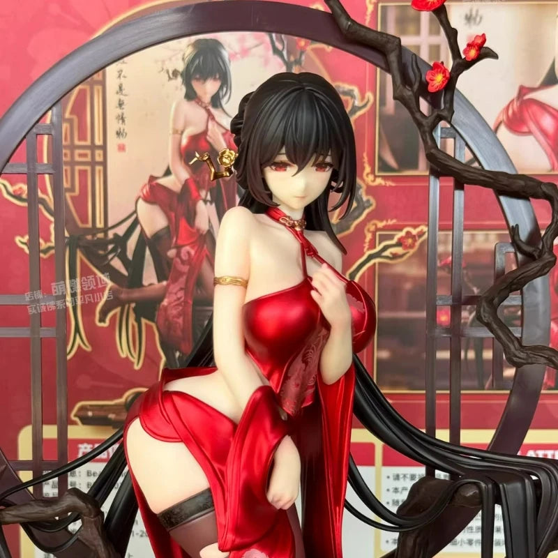 BearPanda National Style Anniversary Edition Falling Red 1/6 Cute Action Anime Figure Model with Hanfu Cheongsam and Screen
