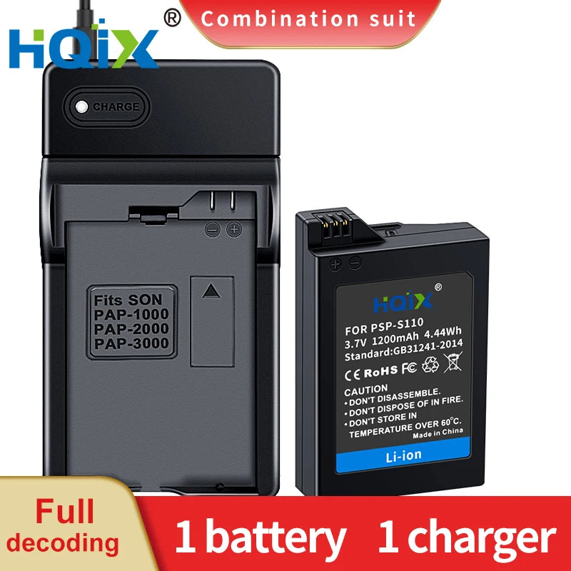 HQIX for Sony PSP-2006 2007 2008 3000 3001 3002 3003 3004 3005 3007 3008 3006 Game Console PSP-S110 Charger Battery