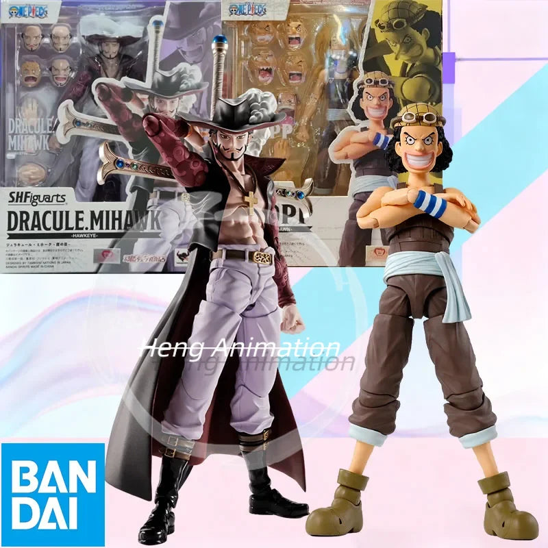 In Stock BANDAI Original Box S.H.Figuarts USOPP LUFFY Dracule Mihawk SHF Action Figure Model Toy Gift for Kid Foam Box Packaging