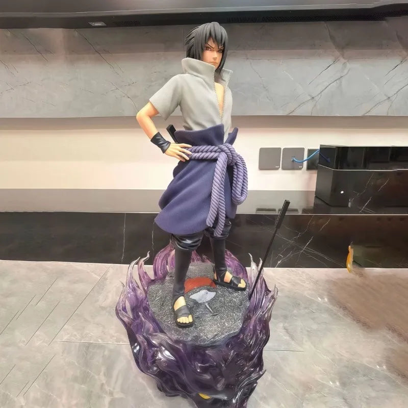 33cm Cartoon Figure Uchiha Sasuke Can Glow Two-headed Statue GK Anime Collection Model Pvc Desktop Ornaments Holiday Gifts Toy