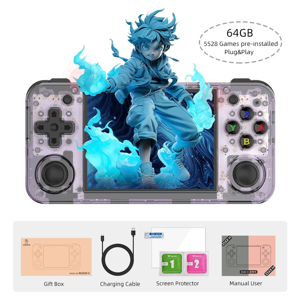 ANBERNIC RG35XX H Hand-held Consoles For Playing Video Games 3.5-inch IPS 640*480 Screen Retro Game Player 3300 mAh RG35XXH