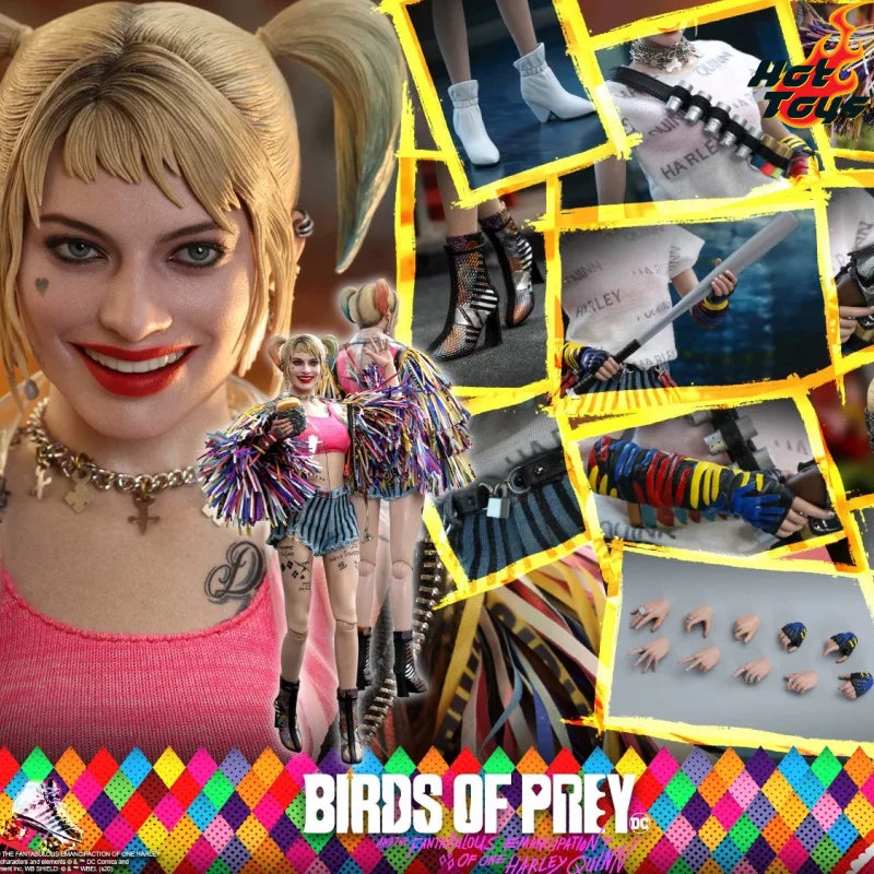 Original Hot Toys 1/6 Harley Quinn Action Figure Birds Of Prey Ht Mms565 Anime Figure The Clown'S Girl Model Toy Collection Gift