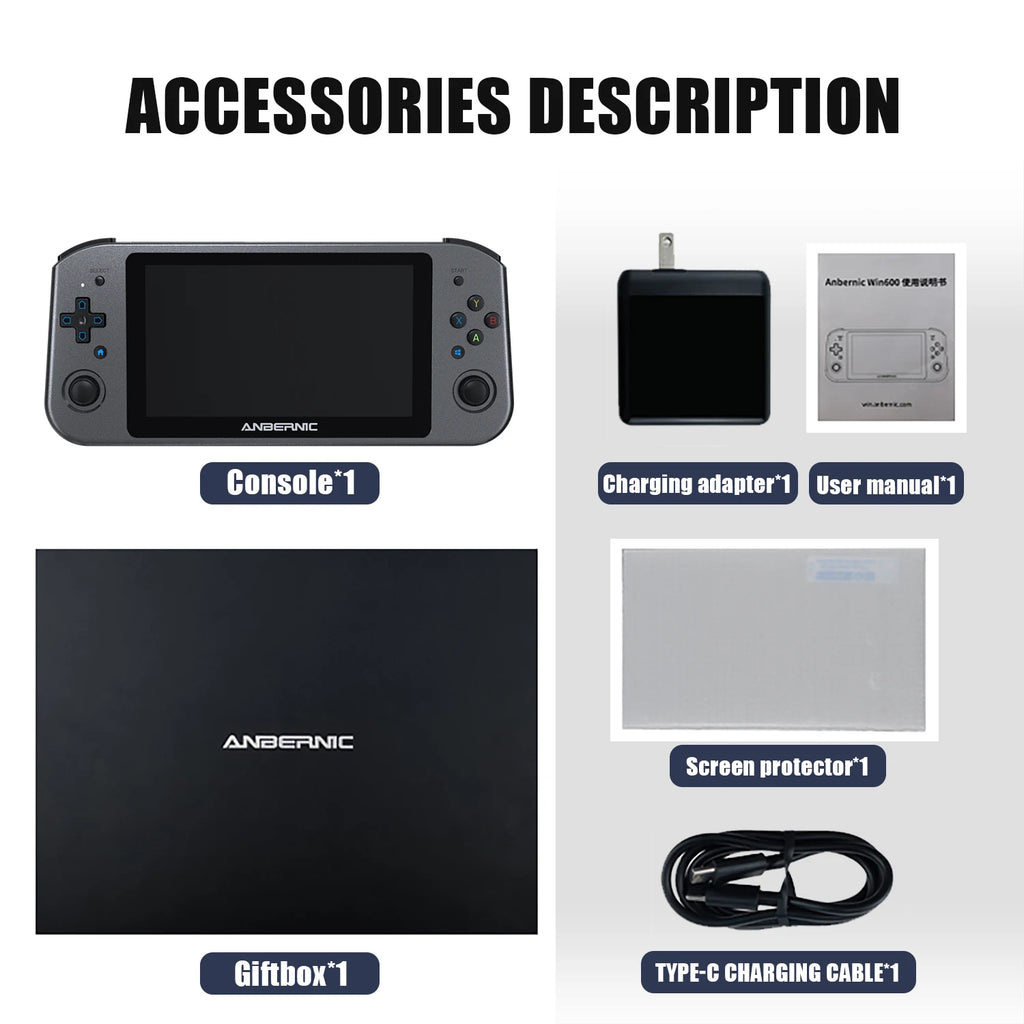 ANBERNIC Win600 5.94" Handheld Game Console Portable Gaming Laptop Computer 2 in 1 Gaming Player Support Windows 11 Steam OS