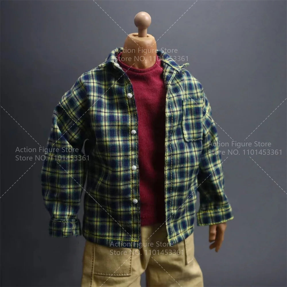 1/6 Scale Male Fashion Long Sleeves Plaid Shirt Jacket Sweatpants Streetwear Multi Pocket Harun Pants for 12" Action Figure Toys