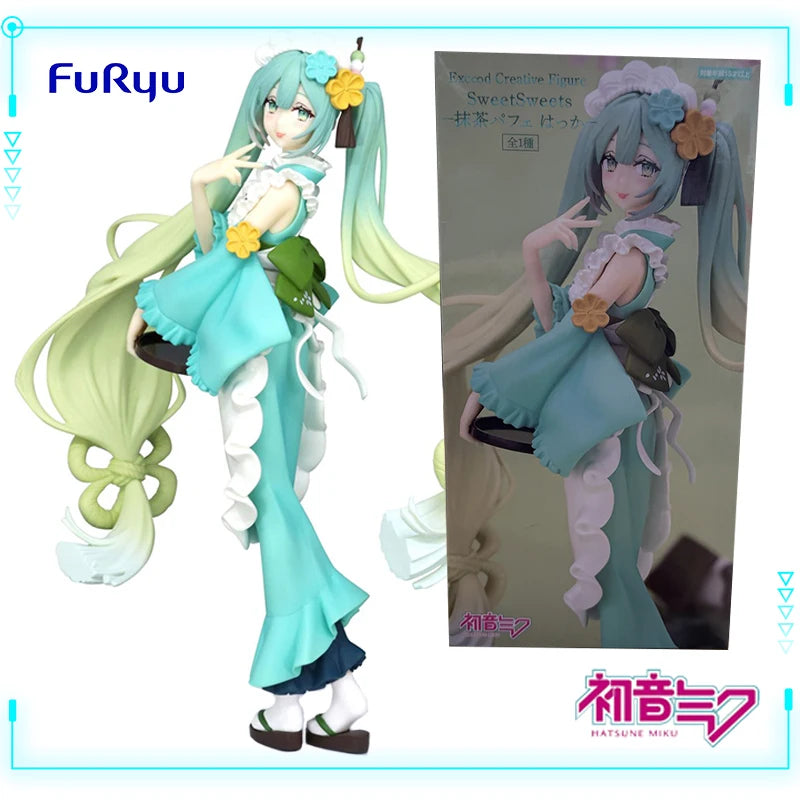 FuRyu Original Genuine Vocaloid Piapro Characters Hatsune Miku Exc∞d Creative Sweet Sweets Matcha Parfait 20cm Model Toy Figures